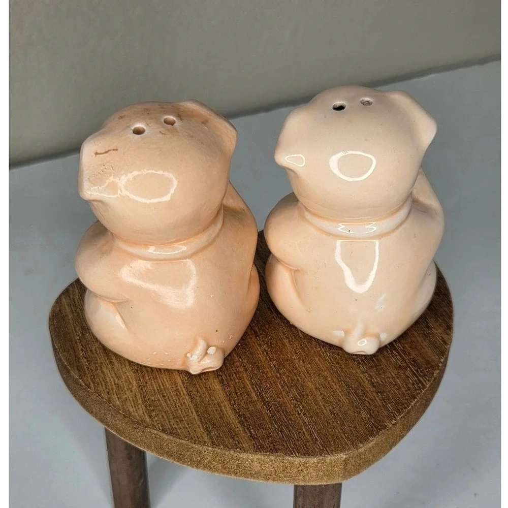 Ceramic Pink Fat Pigs Salt And Pepper Shakers Set Farm‎ Animals